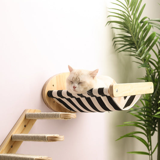 Rascador de Pared de Madera Maciza y Sisal para Gatos – Juguete Multifuncional