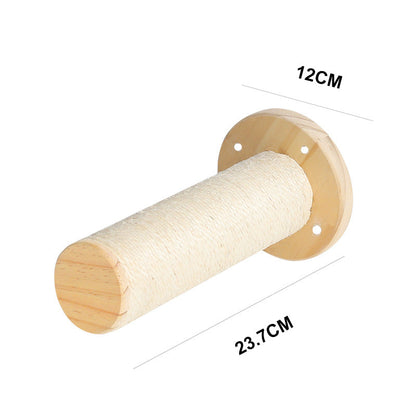 Rascador de Pared de Madera Maciza y Sisal para Gatos – Juguete Multifuncional