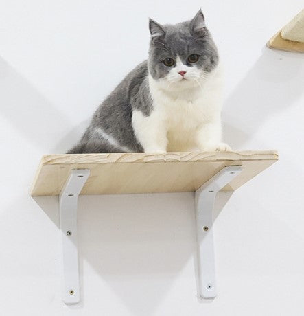 Rascador de Pared de Madera Maciza y Sisal para Gatos – Juguete Multifuncional