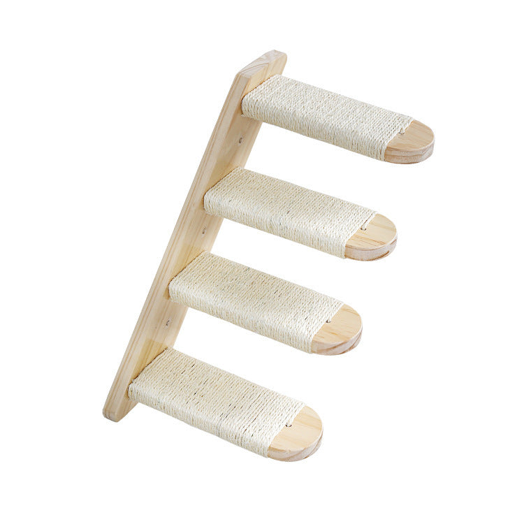 Rascador de Pared de Madera Maciza y Sisal para Gatos – Juguete Multifuncional