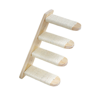 Rascador de Pared de Madera Maciza y Sisal para Gatos – Juguete Multifuncional