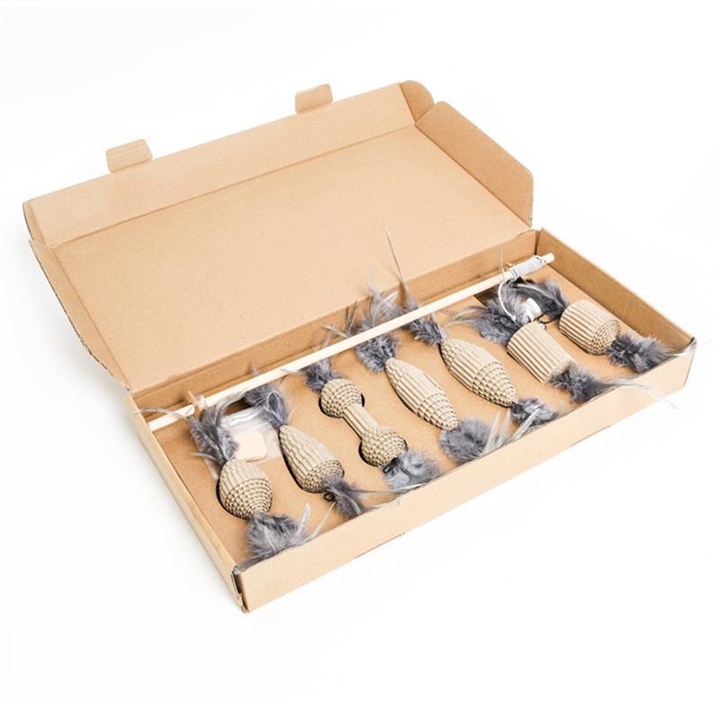 Set de Juguetes para Gato – Palo Interactivo con Plumas y 7 Piezas