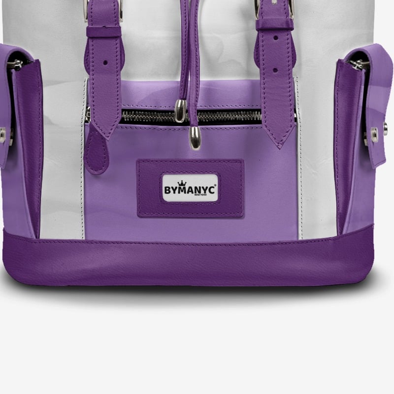 Violet & White Couture Eco Backpack – BYMANYC ® New York (Handmade in Italy)-3