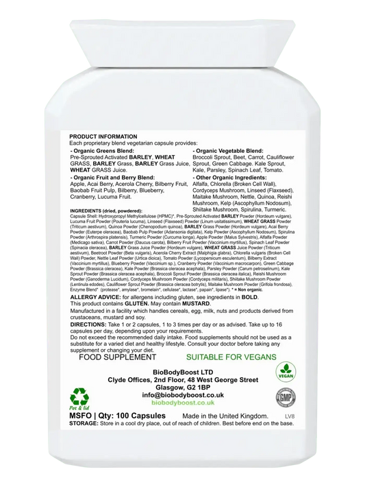 BioBodyBoost Organic Food Form Greens Supplements